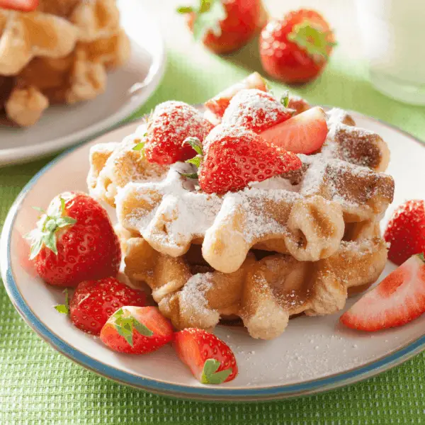 Belgian Liege waffles with strawberries