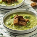 brocolli soup with brownies on top