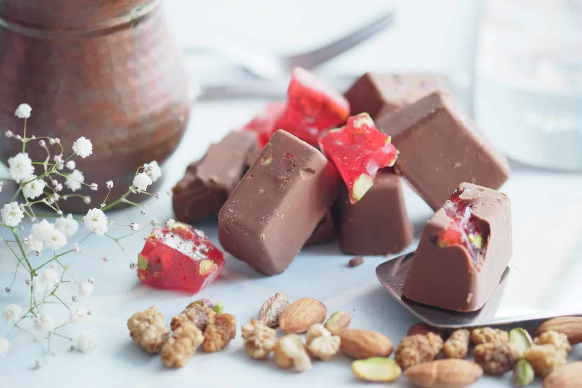 gummy bear coated with chocolate