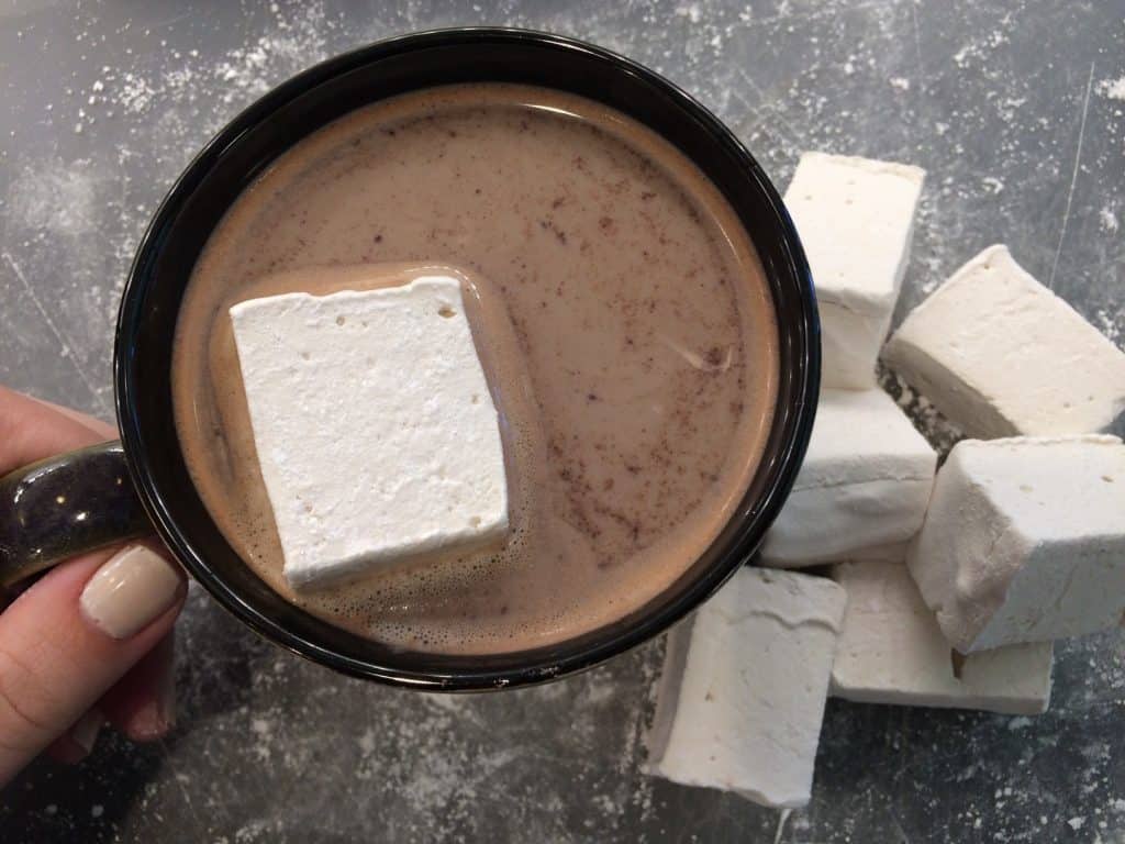 Vegan marshmallows in hot chocolate